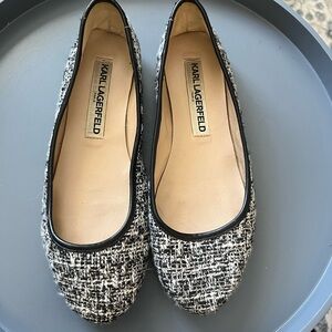 Karl Lagerfeld Tweed Black and White Flats